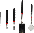 Acouto Telescopic Magnetic Grabber Tool Set with LED & Round Inspection Mirrors, 15lb 8lb .5lb Rods for Vehicle Repair & Maintenance