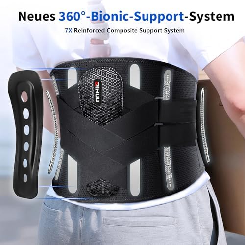 Back Brace for Lower Back Pain with 8X Powerful Bionic Support System, Back Support Belt for Men Women with 3D Lumbar Pad, Breathable Lumbar Support Belt for Scoliosis,Sciatica,Herniated Disc,Black,Medium(Waist:32.3-36.6 Inch)