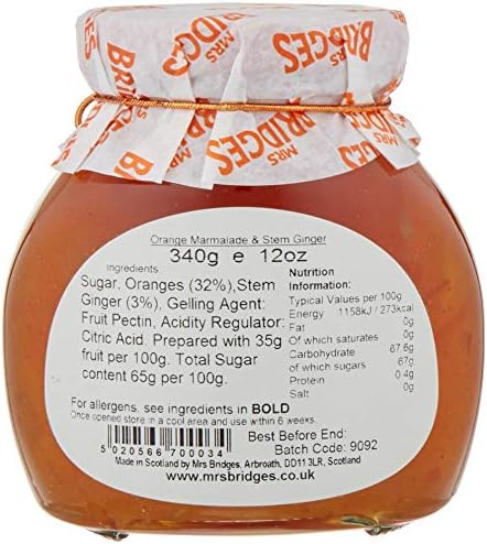 Mrs Bridges Orange Marmalade with Stem Ginger, 12 Ounce