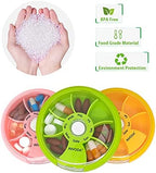 3PCS Pill Box 7 Day Travel Medicine Organizer Portable Pill Container Rotating Weekly Pill Organizer Round Cute Pill Case Fish Oil Vitamins Holder