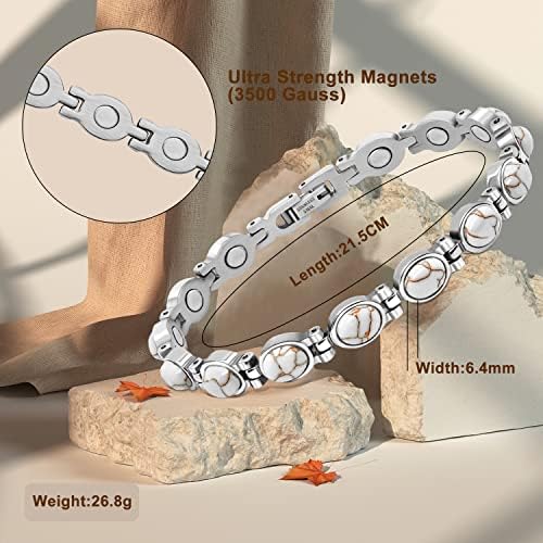 JEROOT Ultra Strength Magnetic Bracelet for Women | 3500-6000 Gauss Neodymium Magnets | Magnetic Therapy Jewelry with Adjustable Tool & Gift Packaging