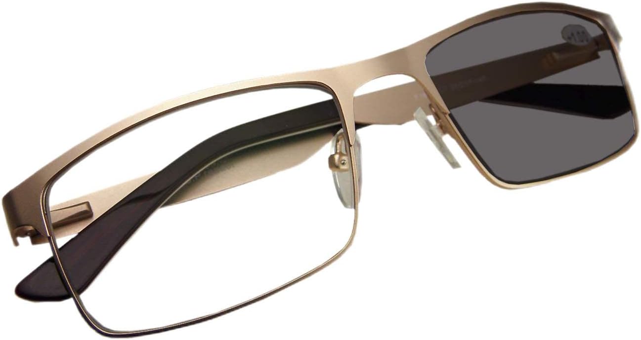 Circleperson Men Photochromic Light-sensible Reading glasses Sun readers spring hinges 55-17 UV protection