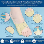 Tailors Bunion Corrector 1Pair Bunionette Sleeves Built-in Gel Pads Silicone Cover Guard with Non-Slip Strap to Relief Bunion Pinky Toe Pain, Straighten Bunionette,Overlapping Toe (Large)