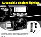 Car LED Ambient Light, Ambient Lighting, Floor Lights, Footwell Lighting for Car, Wear-Resistant and Durable, Easy to Install, Suitable for Most Models (White, Cigarette Lighter+48LED)