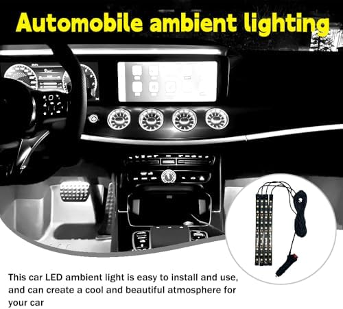 Car LED Ambient Light, Ambient Lighting, Floor Lights, Footwell Lighting for Car, Wear-Resistant and Durable, Easy to Install, Suitable for Most Models (White, Cigarette Lighter+48LED)