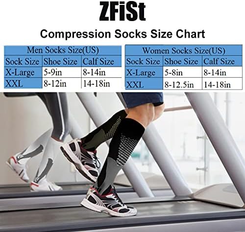 ZFiSt 3 Pair Sport Compression Socks Men Women, Compression Stocking Nurse Socks for Edema Travel
