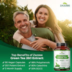 Zazzee Extra Strength Green Tea 20:1 Extract, 50% EGCG, 98% Polyphenols, 80% Catechins, 90 Vegan Capsules, 3 Month Supply, Certified Kosher, Antioxidant & Metabolism Support, Non-GMO, Made in the USA