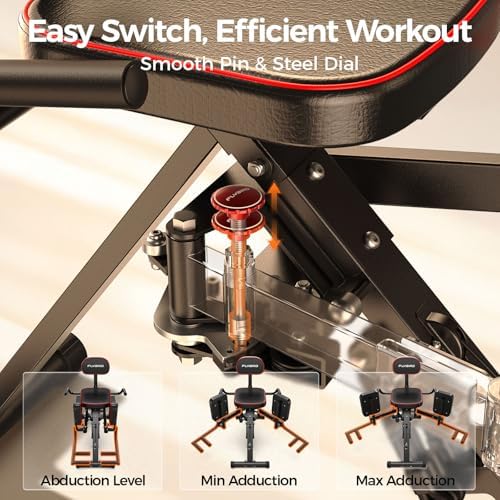 FLYBIRD 2-in-1 Hip Abductor & Adductor Machine, Lower Body Glute & Inner Thigh Workout Equipment for Home Gym, 6 Adjustable Resistance Bands and Dual Foot Bar