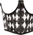 Daisy corsets Women's Lavish Black & White Diamond Satin Open Cup Waist Cincher