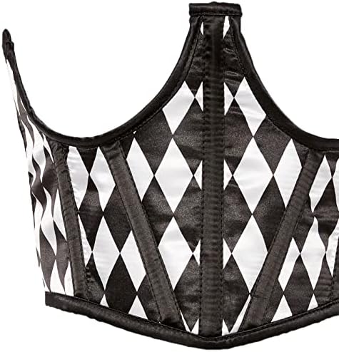 Daisy corsets Women's Lavish Black & White Diamond Satin Open Cup Waist Cincher