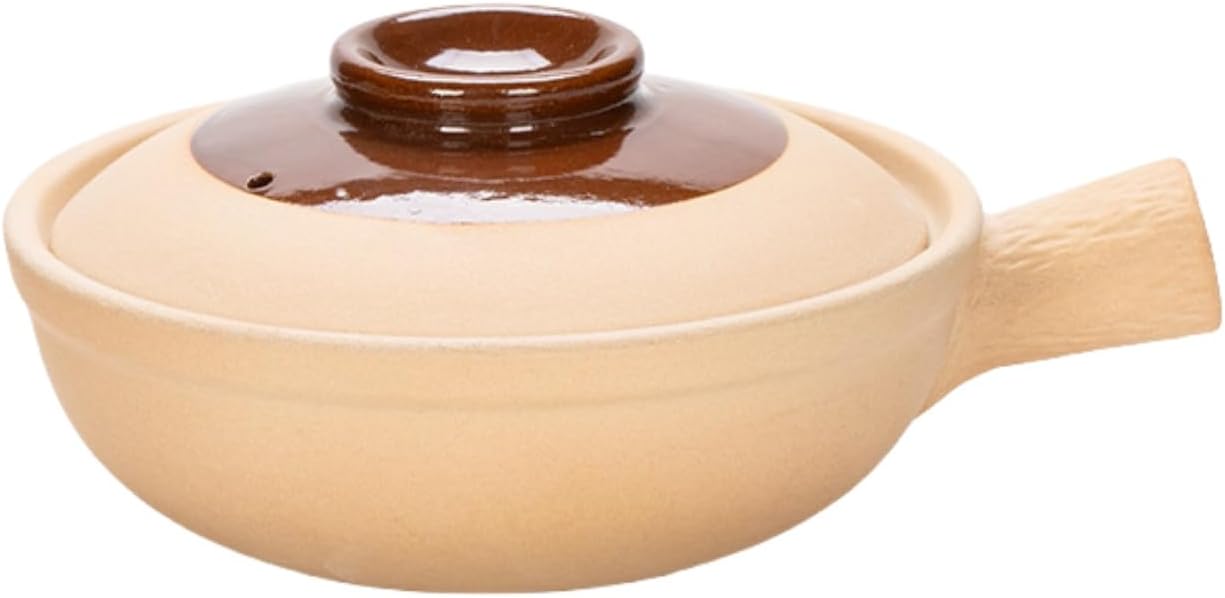 XICHENGSHIDAI Ceramic Clay Pot with Handle, Casserole Stew Pot with Lid, Stockpot Cookware Heat-resistant Dish with Handle -1000ml/1Quarts