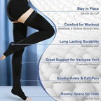 Beister Medical Thigh High Compression Stockings with Silicone Band for Women & Men, 20-30 mmHg Open Toe Graduated Support Socks, Compression Hoses for Varicose Veins, Edema, Flight, DVT, Leg Pain