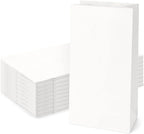 SHOPDAY 12lb Paper Lunch Bags 100 Pack 7x4.5x13.75" Kraft White Paper Bags Grocery Bag Bulk, Bread Bag Sack Lunch Bags Snack Bags