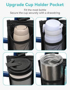 ZHCHG Wheelchair Side Bag, Wheelchair Armrest Pouch Accessories with Cup Holder, Storage Bag for Walker, Rollator, Electric Scooter Wheelchairs, Ideal Gift for Mother's Day & Father's Day