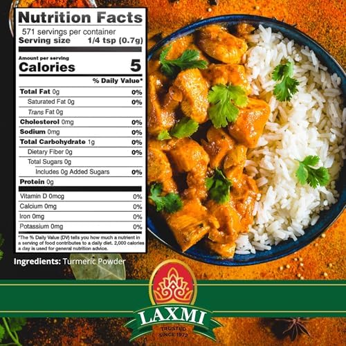 Laxmi Turmeric Powder - 14oz (400g) | Nutrient-Rich Natural Turmeric Powder | Non-GMO certified | Guaranteed Quality and Taste