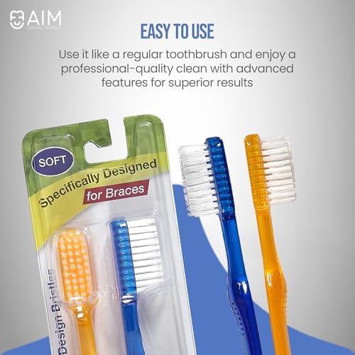 Toothbrush for Braces, Soft Head Braces Toothbrush, V Trimmed Design 2-Pack | Quick Orthodontic Cleaning | Deep Clean Braces at Home (Pack of 2)