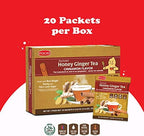 Pocas Honey Ginger Instant Tea Powder, Cinnamon Flavor, Ginger Extract & Real Honey, Caffeine-Free Tea, 20 Packets
