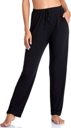 Envlon Women's Yoga Pants with Pockets Comfy Stretch Loose Wide Leg Casual Pants Breathable Running Workout Lounge Pants