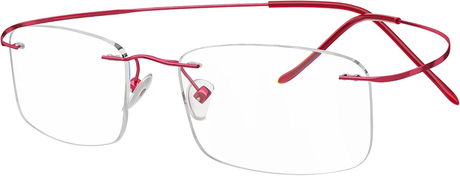 Eyekepper Titanium Rimless Reading Glasses Readers Women Red +2.0