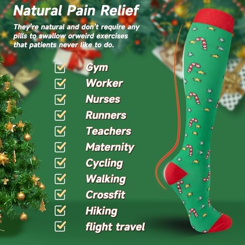 cerpite Compression Socks for Women & Men 6 Pairs Knee High Compression Socks 20-30 mmhg Best for Running,Nurse,Travel