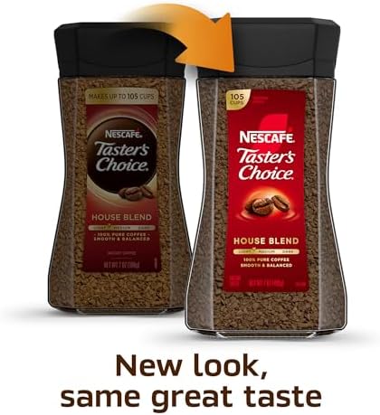 NESCAFÉ Taster's Choice Instant Coffee, Light Medium Roast Coffee, House Blend, 2 Jars (7 Oz Each)