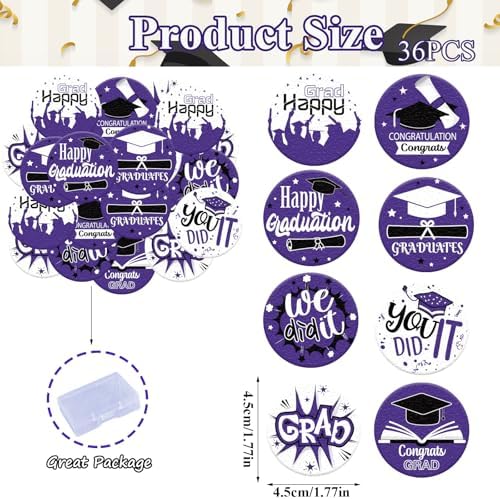 36PCS Edible Graduation Cap Cupcake Toppers Wafer Paper Grad Cap Diploma Cake Decorations Edible Grad Cap Cupcake Picks for 2026 Grad Theme Party Cake Decor Supplies (Purple)