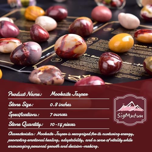 Polished Stone Set Mookaite Jasper Crystals, 0.8" Handpicked Tumbled Gemstones Rocks, Pebbles for Reiki, Chakra, Healing, Home Decor