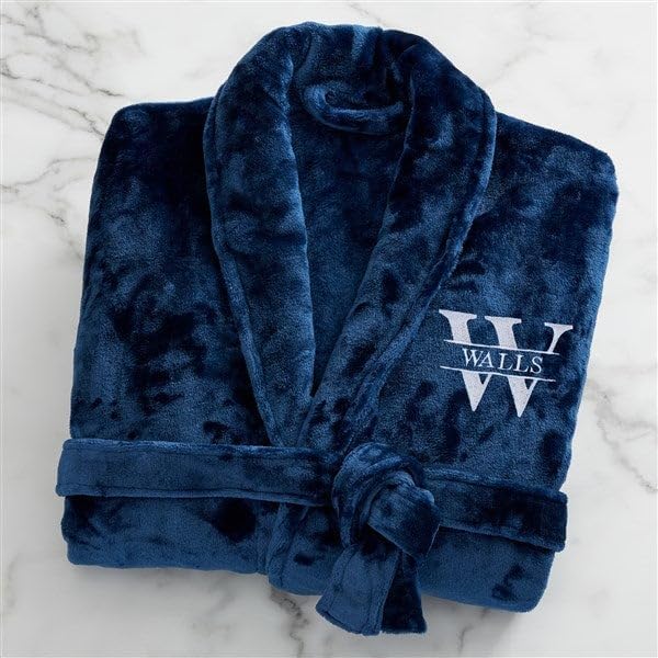 Personalization Universe Lavish Last Name Embroidered Fleece Robes