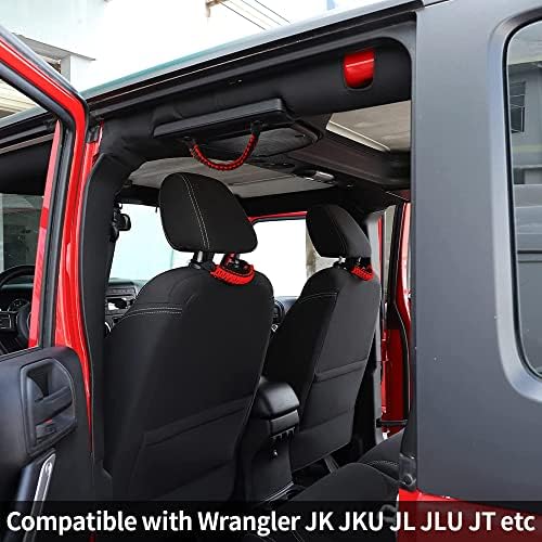 4 x Paracord Grab Handles Compatible with Wrangler JK JKU JL JLU JT Accessories Universal Roll Bar Grab Handles Replacement for Wrangler Grip Handle (Red)