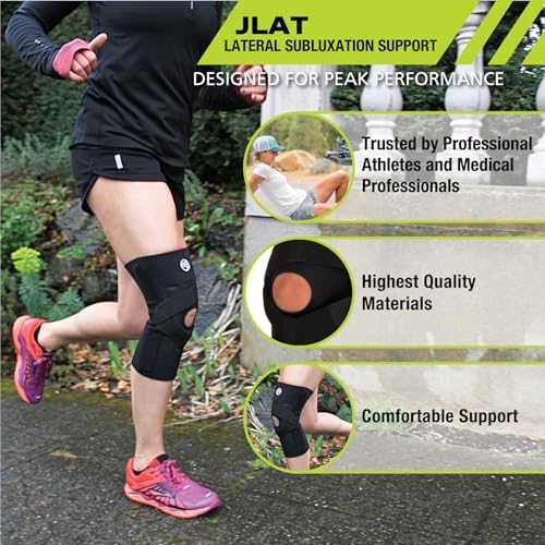 Pro-Tec Athletics J-Lat Patella Support, Provides Lateral Tracking Control with Dual Elastic Straps and J-Shaped Tubing, Improves Patellar Alignment and Stability for Subluxation Right, Large