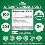 Zazzee USDA Organic Ginger Root 20:1 Extract, 5% Gingerols, 100 Vegan Capsules, 3+ Month Supply, Zingiber Officinale, Digestive & Stomach Support, All-Natural, Non-GMO, Made in the USA