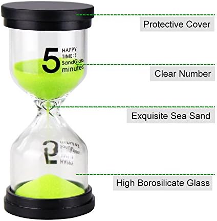 EMDMAK Sand Timer Colorful Hourglass Sandglass Timer 1 min/3 mins/5 mins/10 mins/15 mins/30 mins Sand Clock Timer for Games Classroom Home Office(Pack of 6)