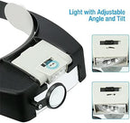Head Magnifier Jewelers with LED Light Illuminated Helmet Magnifying 1.5X 3X 6.4X 8.3XTools for Watch Repair, Precision Work Reading Aid