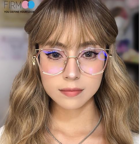 Firmoo Cat Eye Blue Light Blocking Glasses with Gemstone Pendant for Computer Reading Glasses for Women UV400 Protection