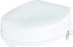 Homecraft Savanah Raised Toilet Seat with Lid, 4" Elevated Seat for Seniors, Universal Fit for Most Standard Toilets, Portable & Tool-Free, Seat Riser, Ergonomic Design, White