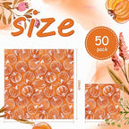 Quera 50 Pack Fall Paper Napkins Pumpkin Autumn Cocktail Napkins Thanksgiving Party Supplies Disposable Bar Napkins for Thanksgiving Party, Engagement, Baby Shower, Celebration