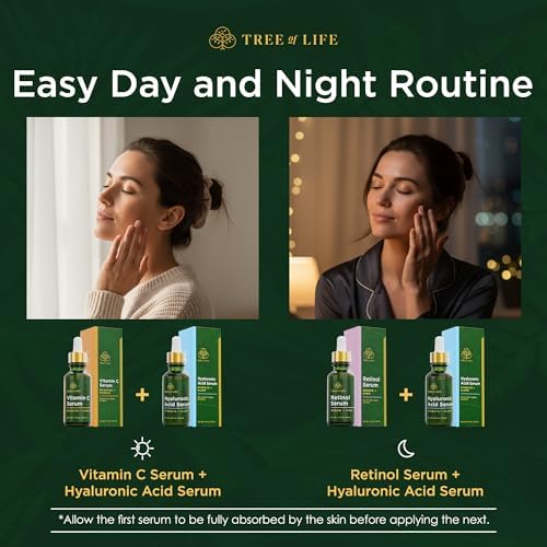 Tree of Life Beauty Facial Skin Care Set, Brightening, Firming & Hydrating Face Serums - Vitamin C, Retinol & Hyaluronic Acid for Smooth Radiant Skin, Dermatologist Tested, 1 Fl Oz (Pack of 3)