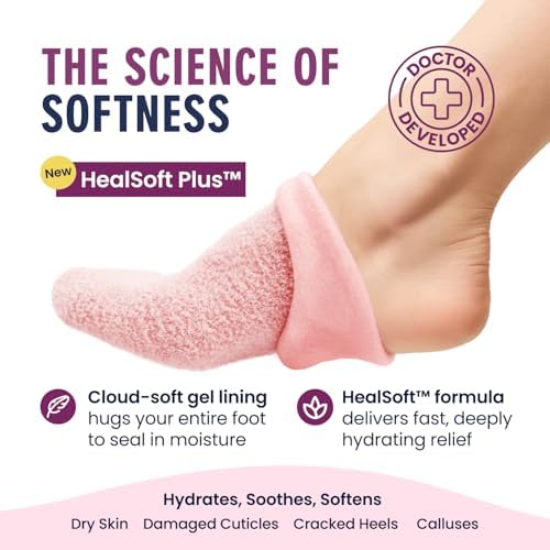 Dr. Frederick’s Original Moisturizing Gel Socks for Men & Women – Dry Feet & Cracked Heel Treatment – Full Foot Gel Lining with Mango Butter, Shea Butter, Jojoba & Coconut Oil – Plush Pink