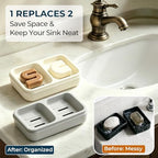Double Soap Dish, Dual Compartment Soap Holder, Bar Shampoo Holder with Drainage Layer, Soap Tray for Bathroom, Shower, Bathtub (1pc, Gray)