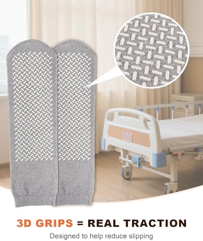 Non Slip Grip Socks, 3 Pairs Double Sided Grippy Socks, Slipper-Style Extra Traction Socks for Men & Women