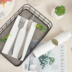Linen-Feel White Paper Napkins, Cloth Like Dinner Napkins with Built-in Flatware Pocket, Pre-Folded Absorbent Disposable Guest Paper Hand Towels for Bathroom, Weddings Party (50 Pack)
