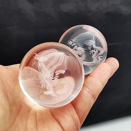 Baoding Balls 1.57" inch Chinese Healthy Massage Balls for Hands Therapy Stress Relief Hand Exercise Crystal Balls Dragon and Phoenix