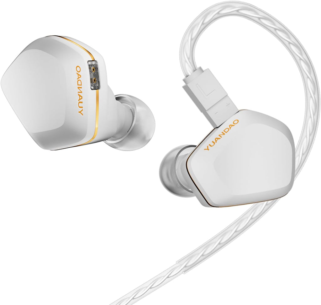 NICEHCK Tears Wired in-Ear Monitors, Open-Back Dual-Magnet Dual-Chamber DD IEM with Clear Imaging and Fast Response, Precision Molded Shell (White-Gold Type-C with Mic)