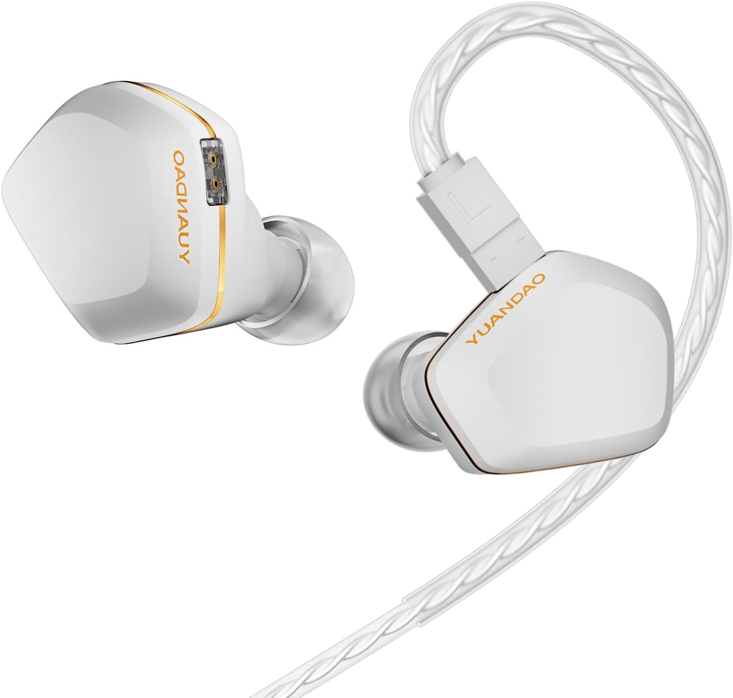 NICEHCK Tears Wired in-Ear Monitors, Open-Back Dual-Magnet Dual-Chamber DD IEM with Clear Imaging and Fast Response, Precision Molded Shell (White-Gold Type-C with Mic)