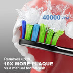 7AM2M Sonic Electric Toothbrush with 8 Brush Heads for Adults and Kids, High Power Rechargeable Toothbrushes, 5 Modes with 2 Minutes Built in Smart Timer, One Charge for 60 Days (Black)