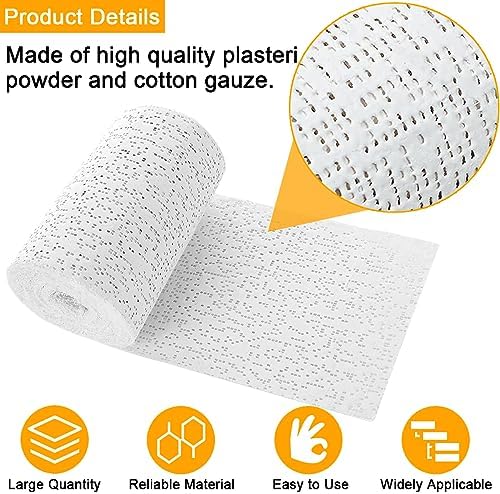 10 Pack Plaster Bandages 4" x 15 ft Plasters Cloth Rolls Plaster Gauze Strips Bulk for Hobby Craft, Mask Making, Scenery Art, Belly Cast, Body Casts