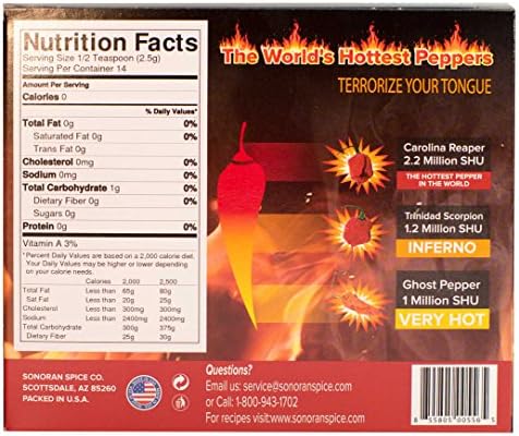 Sonoran Spice Carolina Reaper, Trinidad Scorpion, Ghost Pepper 1 Oz Flakes Gift Box