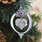 Inspired Silver - Dodgers - Silver Christmas Ornament - Pave Heart Charm Christmas Tree Ornament with Cubic Zirconia - Holiday Hanging Decoration