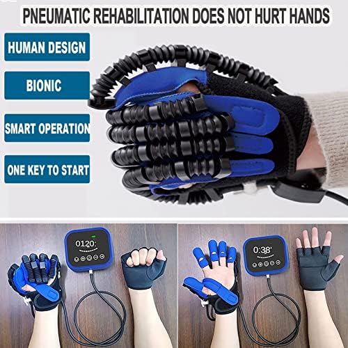 Finger and Hand Function Rehabilitation Trainer Robots Gloves, Finger Straightening Brace Guard Protector, Electric Finger Orthotics for Stroke Hemiplegia Patients(Size:Right-L)