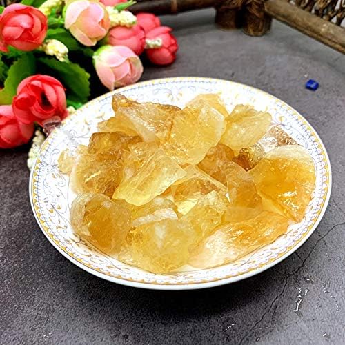 Natural 1 lb Brazil Citrine Crystal Stone Rough Raw Original Rock Stones Specimen Healing Collection Mineral Stone for Tumbling, Lapidary Polishing, Wicca Reiki Crystal Healing and Crafts